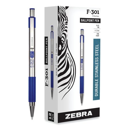 ZEBRA PEN Ballpoint Pen, Retractable, Blue, PK12 27120